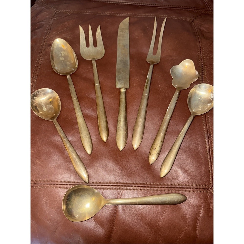 Vintage Brass‎ 8 Piece Serving Set flatware